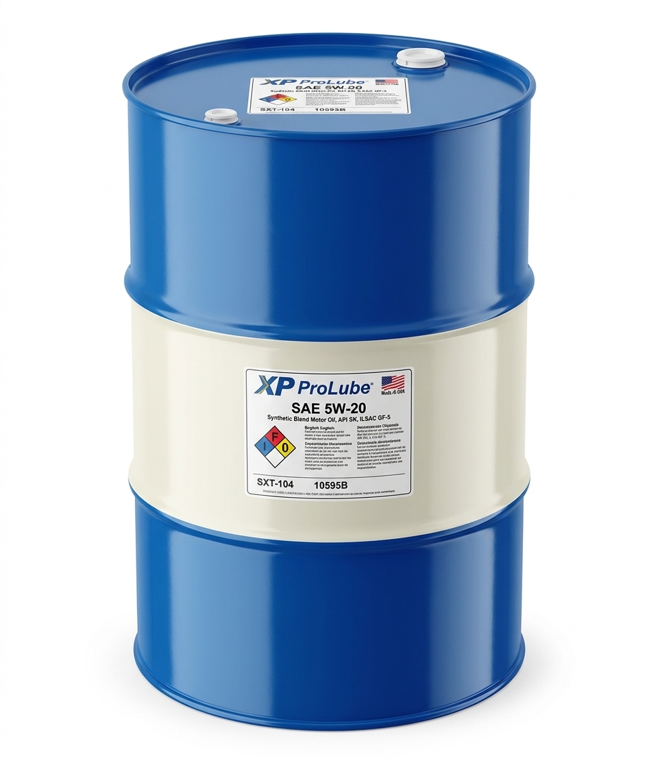 55-gallon oil drums on pallet ready for distribution