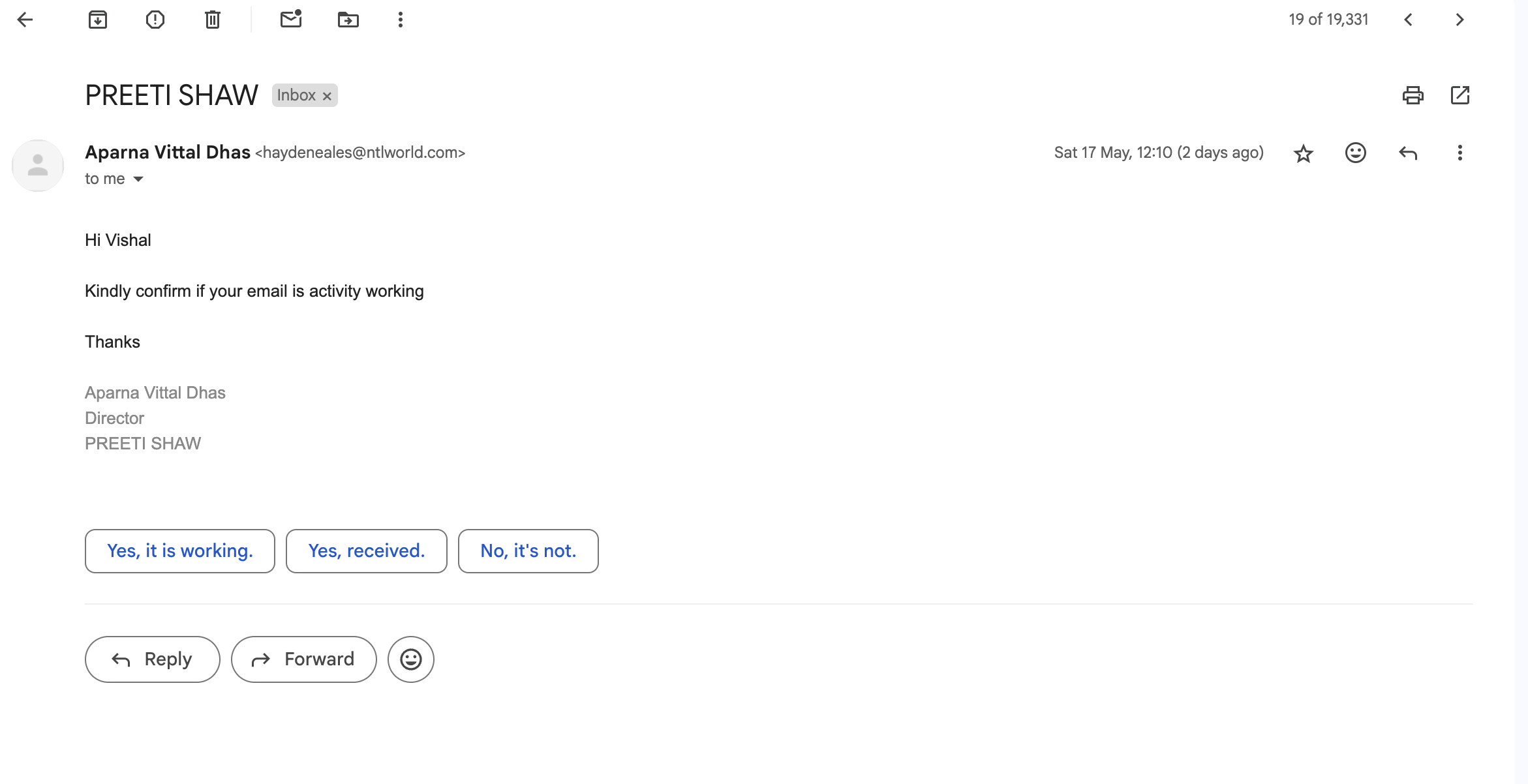 Email scam alert screenshot 1