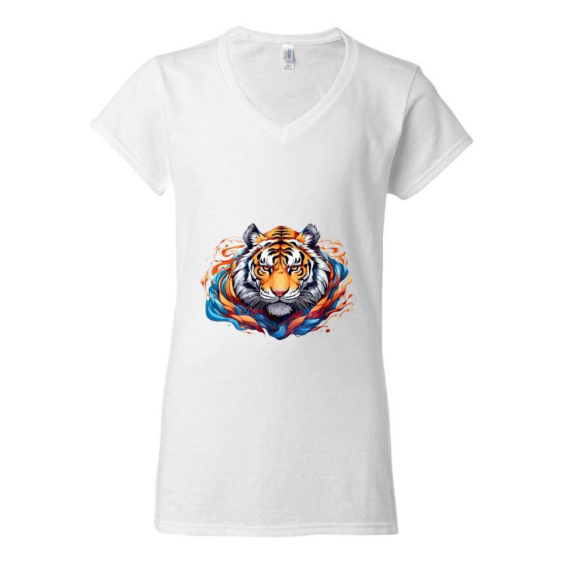 Tiger Head V-Neck T-Shirt