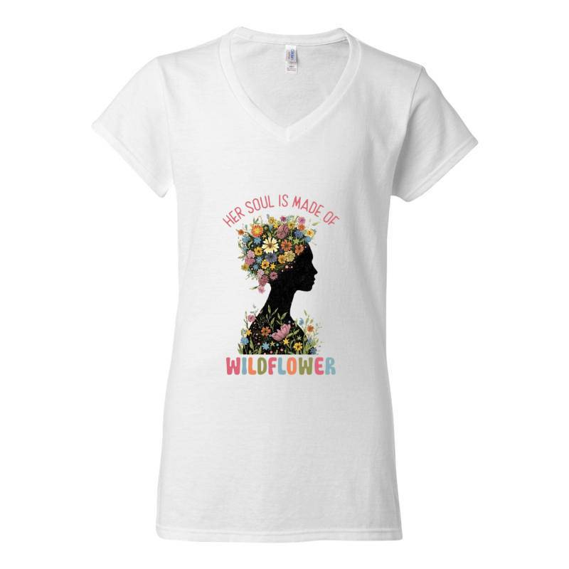 Her Soul Is Made Of Wildflower V-Neck T-Shirt