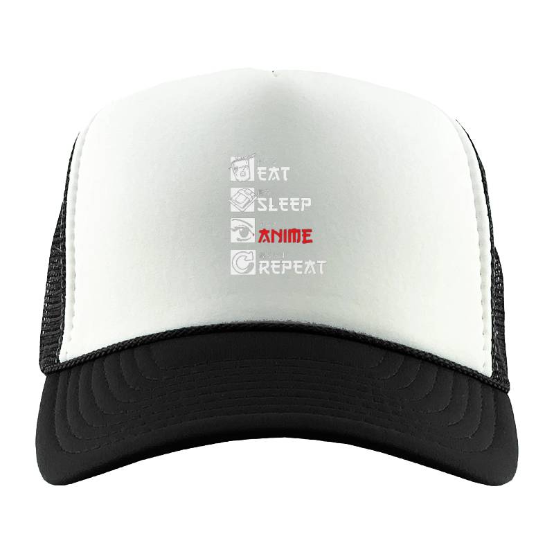 Eat Sleep Anime Repeat Trucker Hat