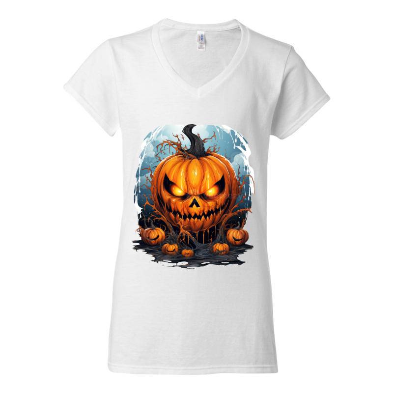 Scary Halloween Cartoon V-Neck T-Shirt