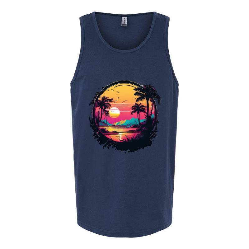 Sunset On The Tropical Island Tank Top T-Shirt