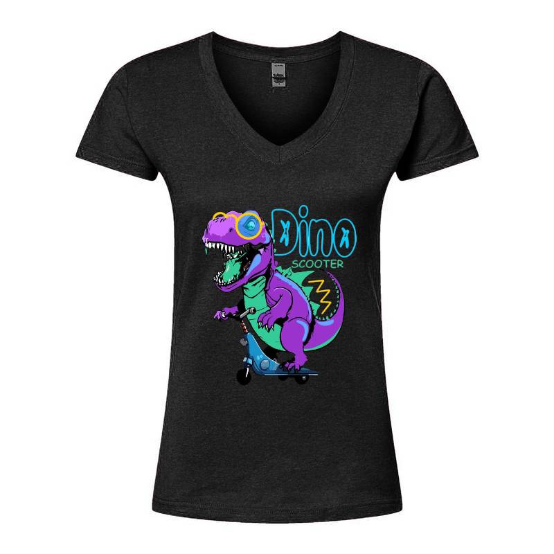 Dino Scooter V-Neck T-Shirt