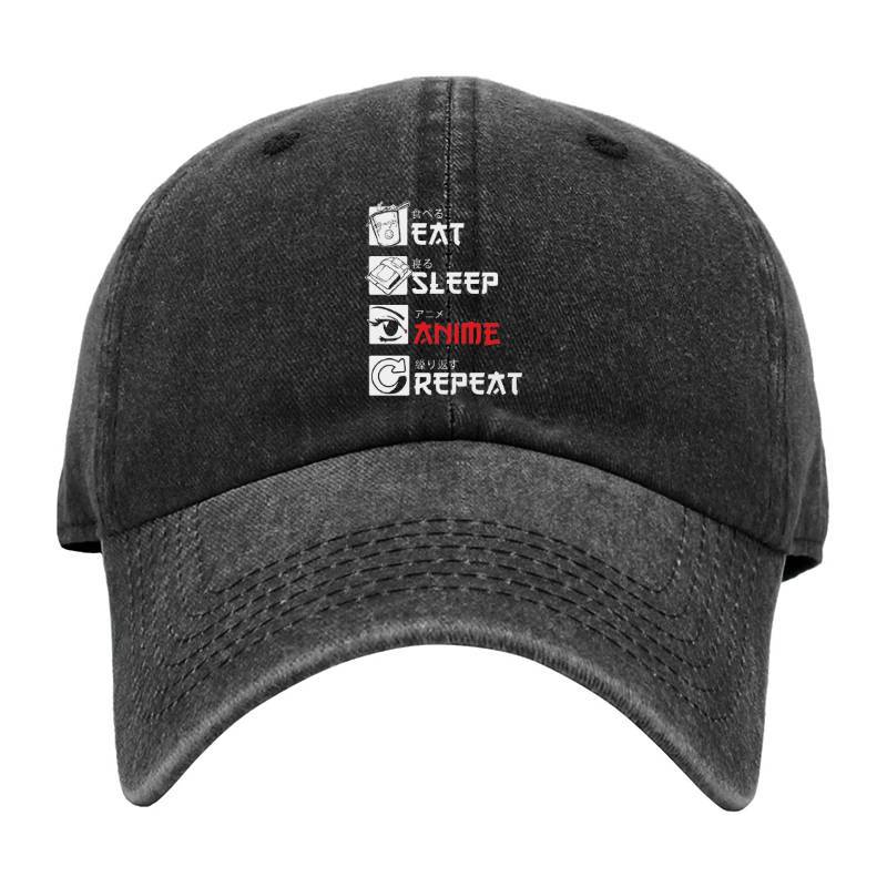 Eat Sleep Anime Repeat Baseball Cap
