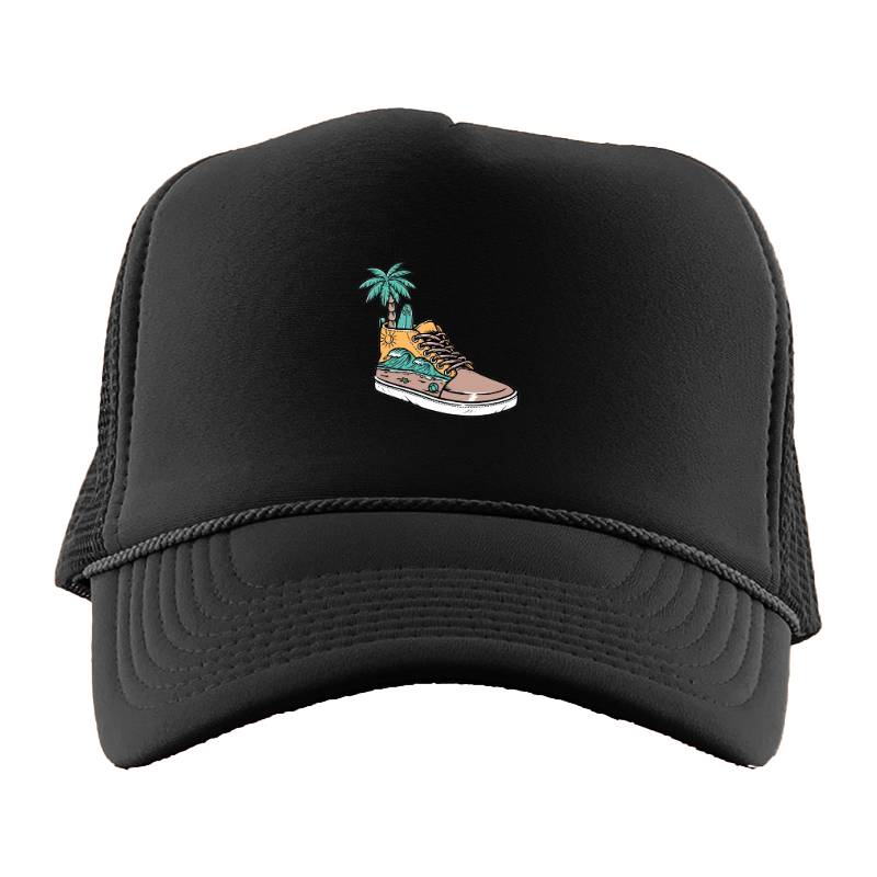 Palm and surf Trucker Hat