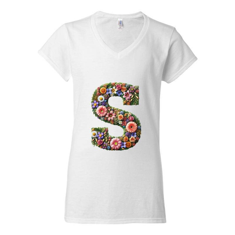 Letter S V-Neck T-Shirt