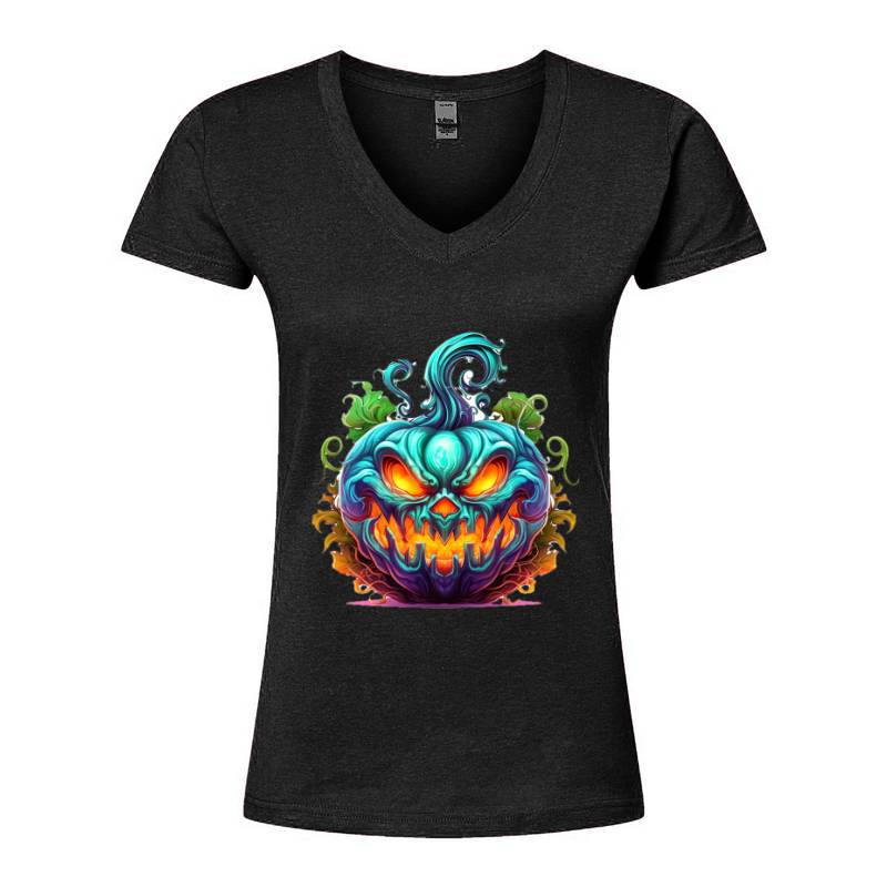 Scary Pumpkin V-Neck T-Shirt