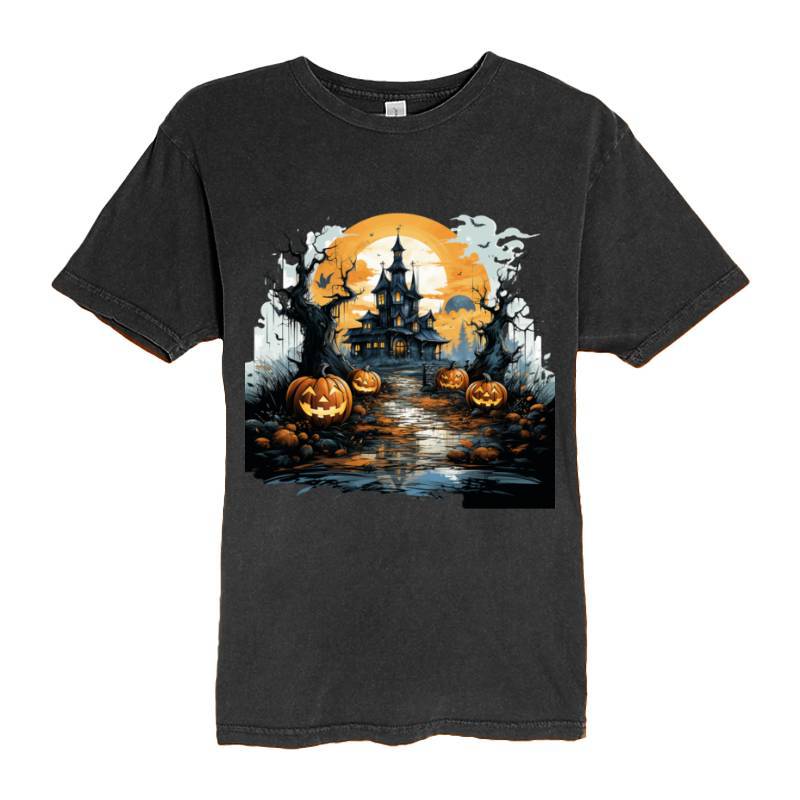 Halloween Castle Pumpkin Lantern T-Shirt