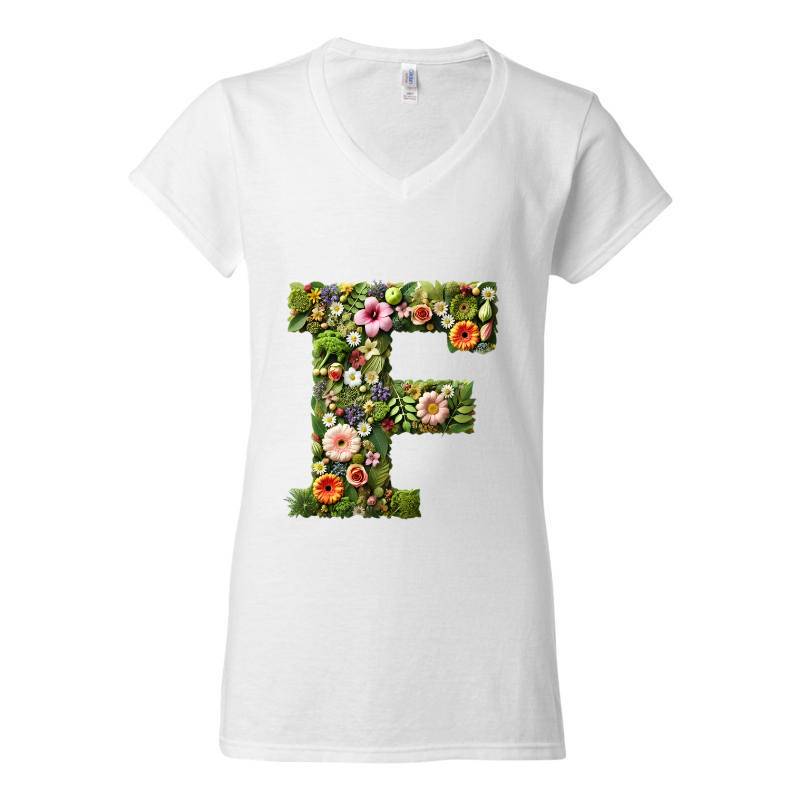 Letter F V-Neck T-Shirt