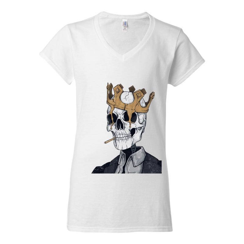 King Skull V-Neck T-Shirt
