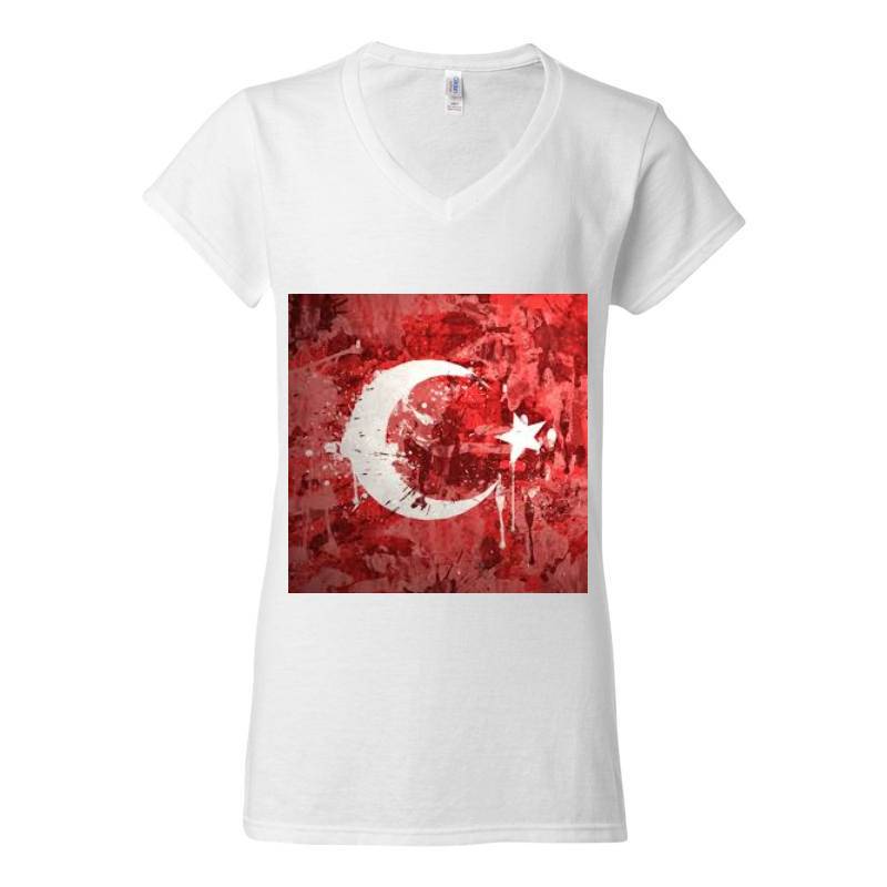 Turkiye Flag V-Neck T-Shirt