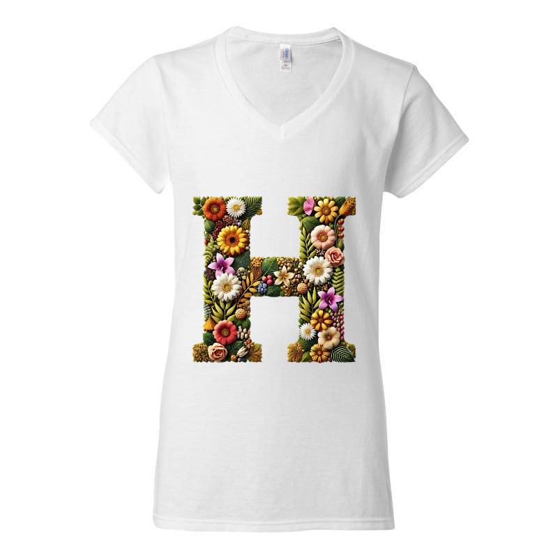 Letter H V-Neck T-Shirt