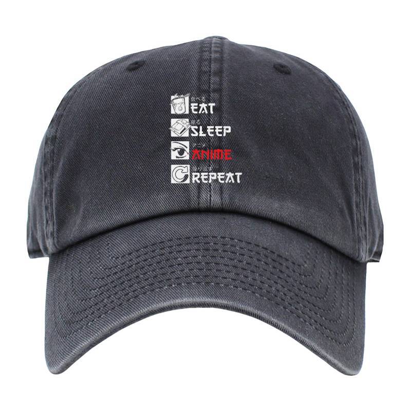 Eat Sleep Anime Repeat Baseball Cap