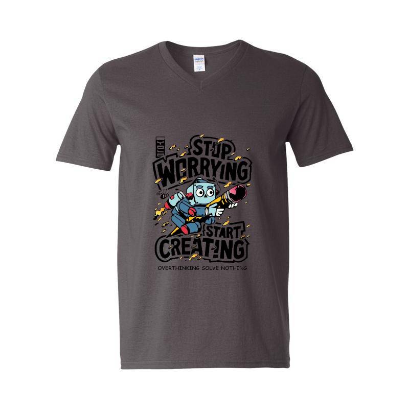 Stop Worrying Start Creating V-Neck T-Shirt