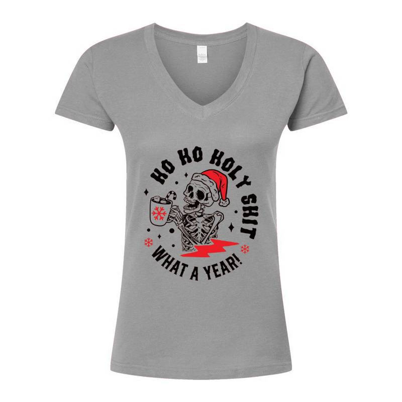 Ho Ho Ho Skull V-Neck T-Shirt