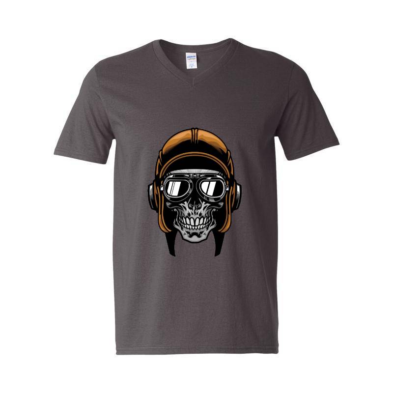 Pilot Skull V-Neck T-Shirt