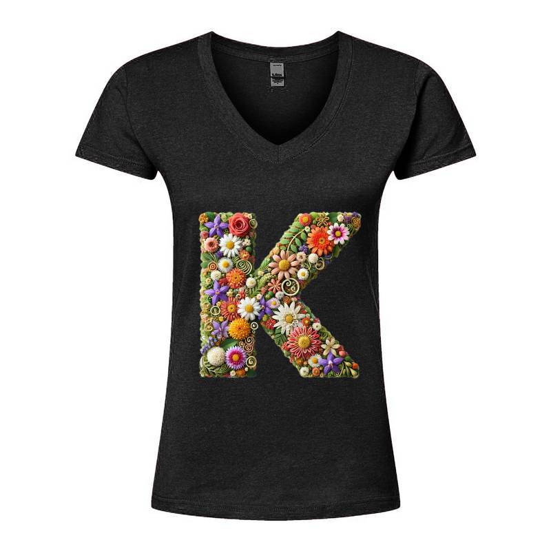 Letter K V-Neck T-Shirt
