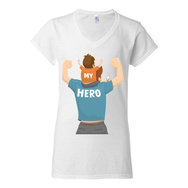 My Hero Father V-Neck T-Shirt