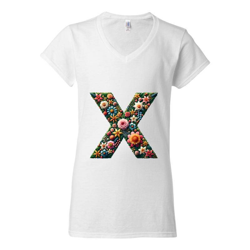 Letter X V-Neck T-Shirt
