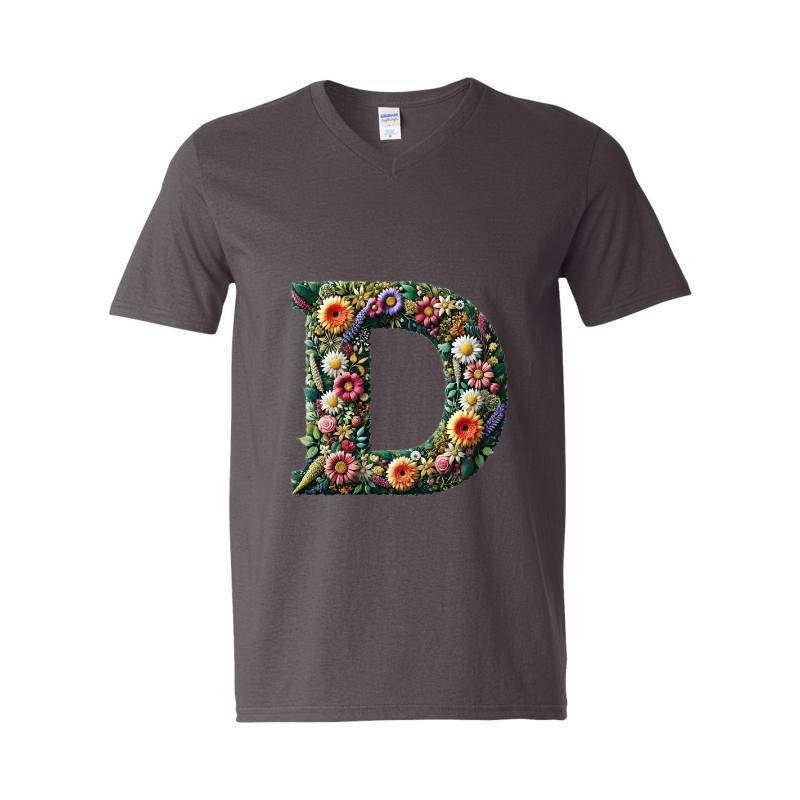 Letter D V-Neck T-Shirt