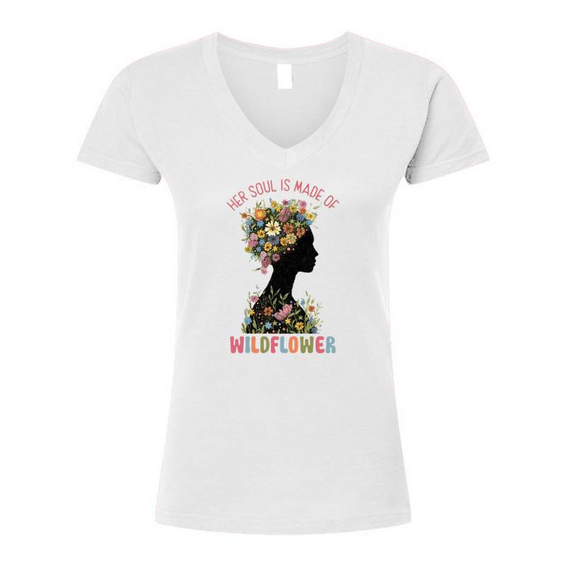 Her Soul Is Made Of Wildflower V-Neck T-Shirt