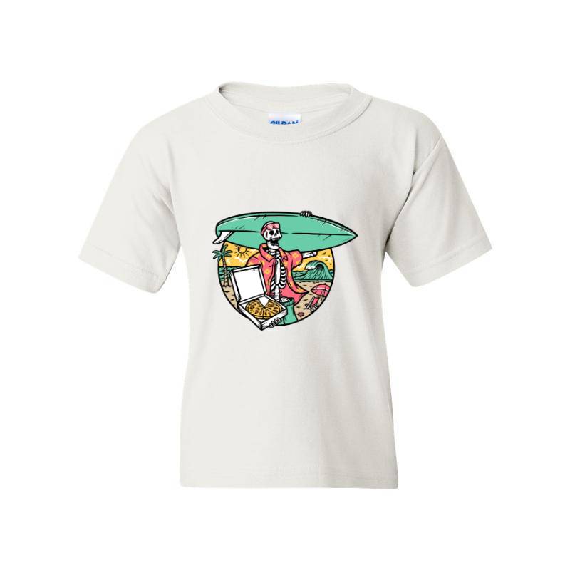 Surfer Skull and Pizza T-Shirt