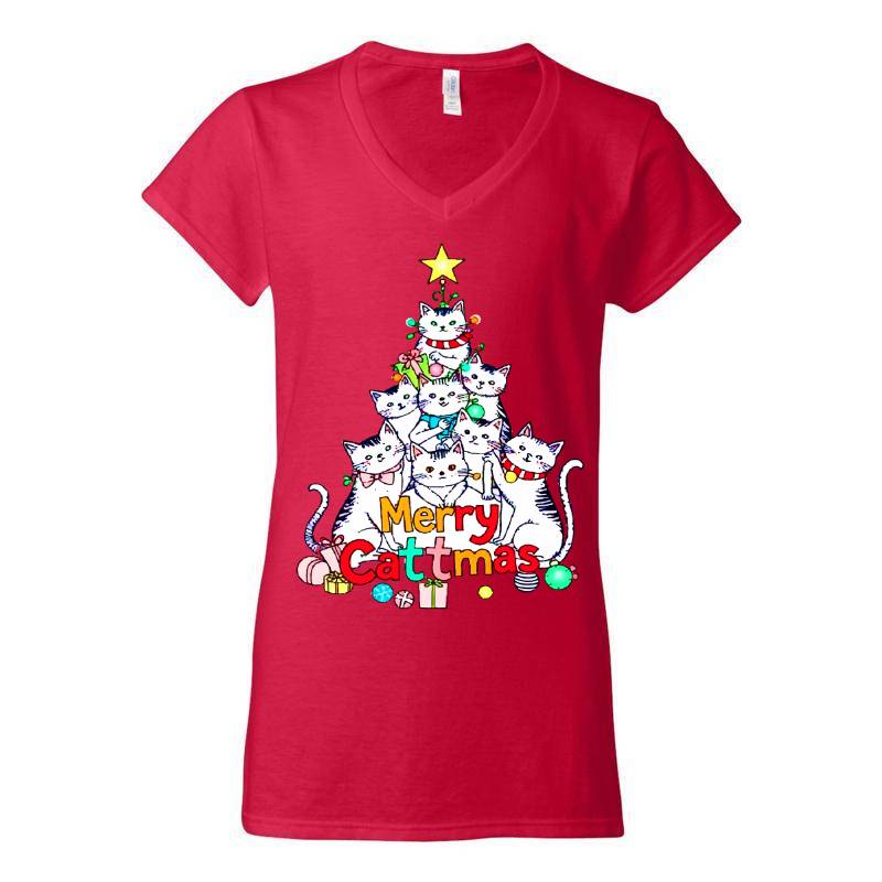 Merry Cattmas V-Neck T-Shirt
