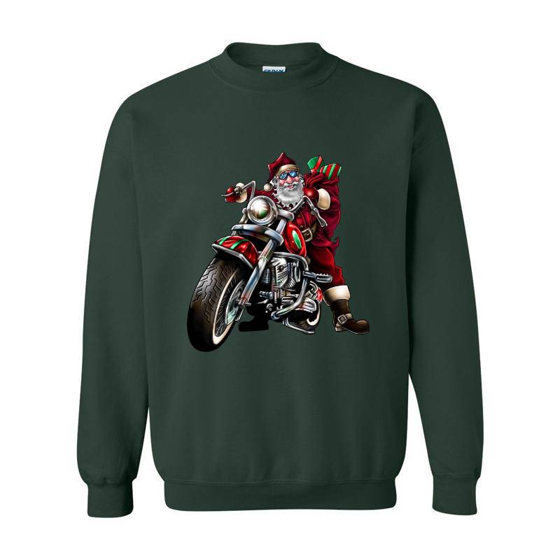 Motorcycle Santa Claus Crewneck Sweatshirt 