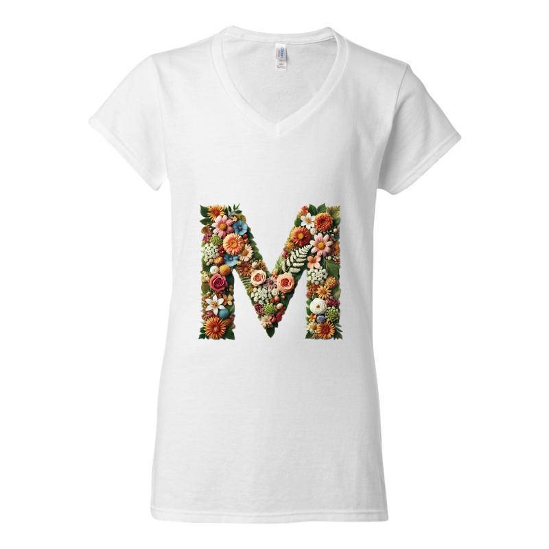 Letter M V-Neck T-Shirt