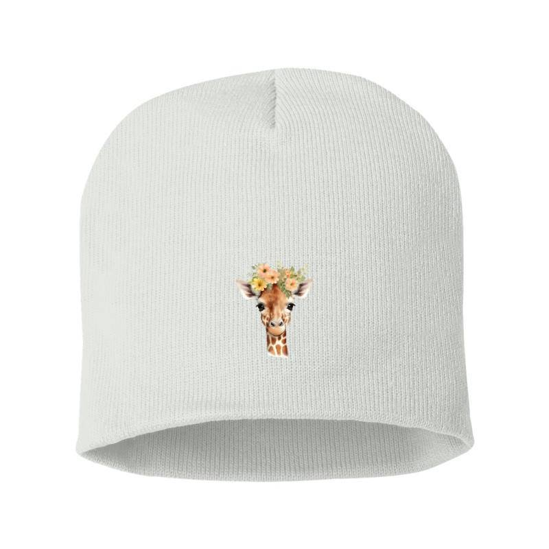 Giraffe with flower Beanie