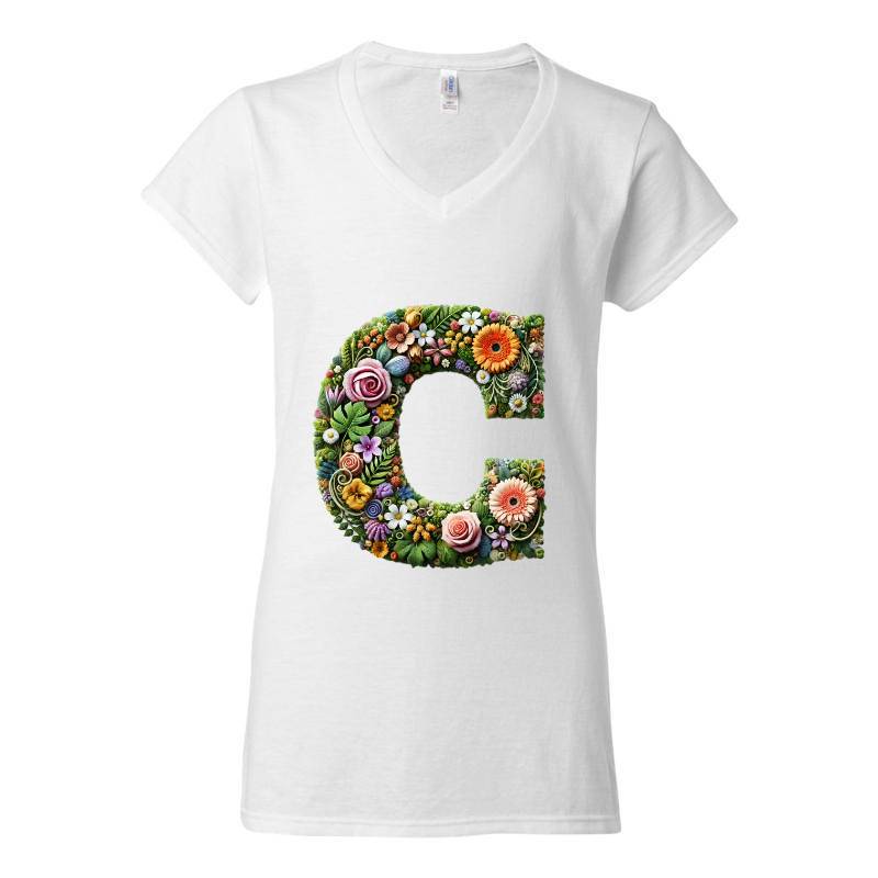 Letter C V-Neck T-Shirt