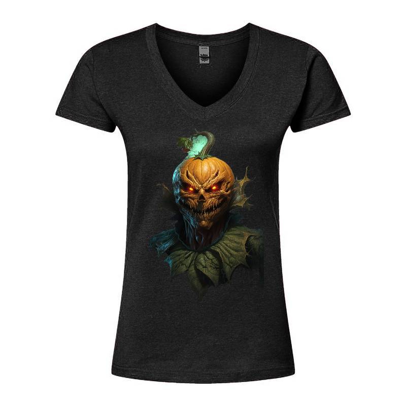 Halloween Pumpkin Head V-Neck T-Shirt