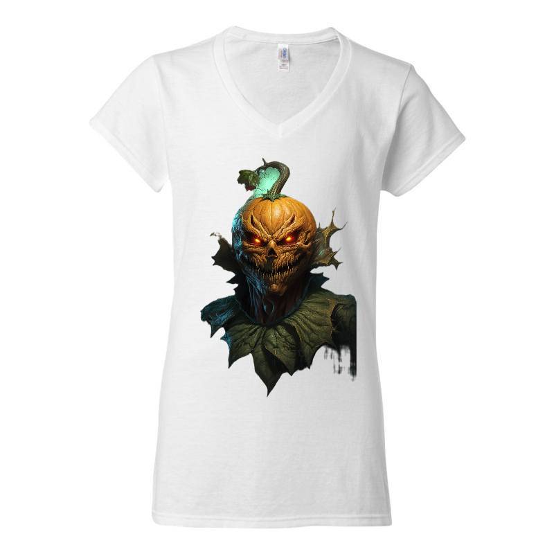 Halloween Pumpkin Head V-Neck T-Shirt