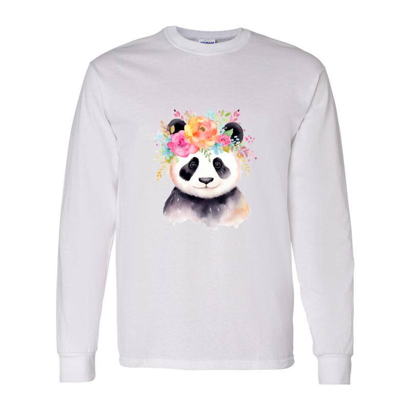 Panda with flowers Long Sleeve Shirt