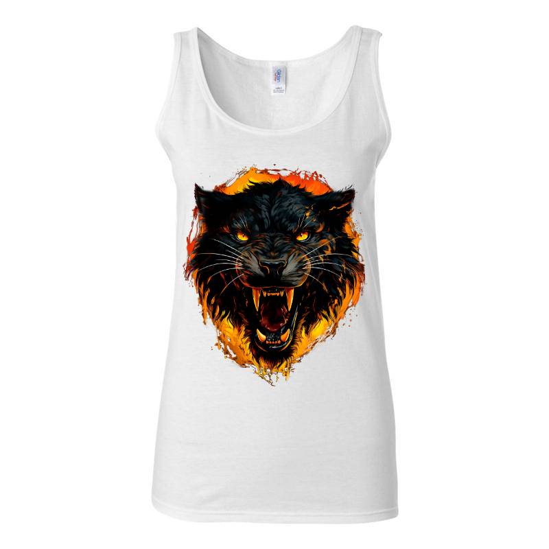 Night Wolf Ladies Fitted Tank Top T-Shirt