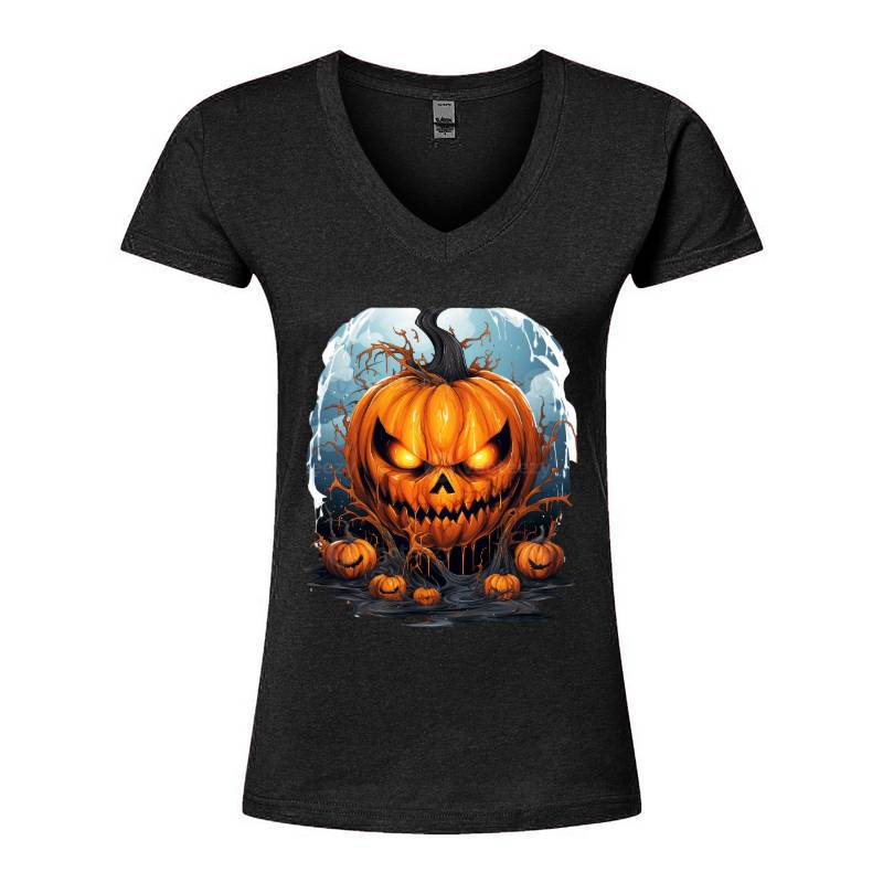 Scary Halloween Cartoon V-Neck T-Shirt