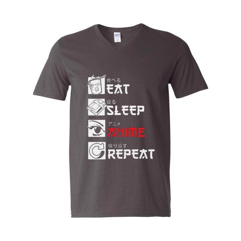 Eat Sleep Anime Repeat V-Neck T-Shirt