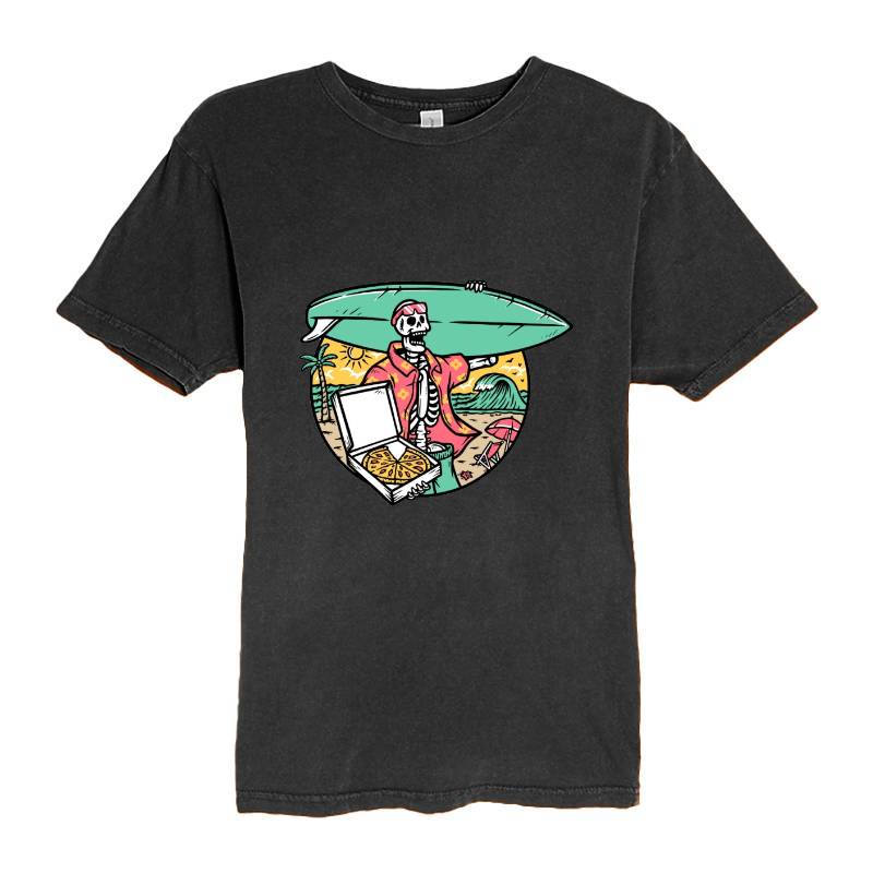 Surfer Skull and Pizza T-Shirt