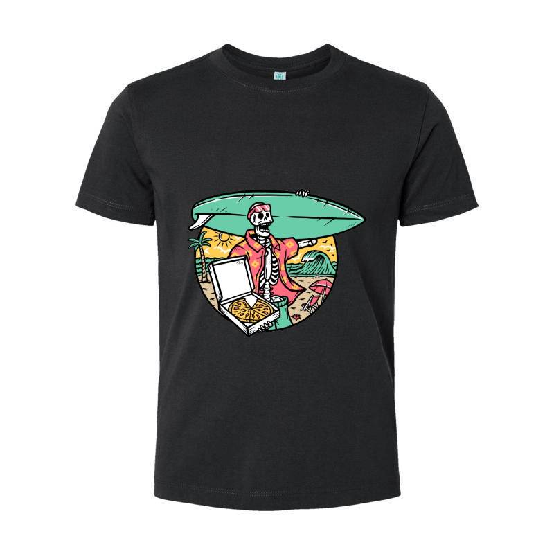 Surfer Skull and Pizza T-Shirt 