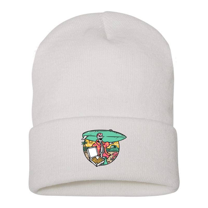 Surfer Skull and Pizza Beanie