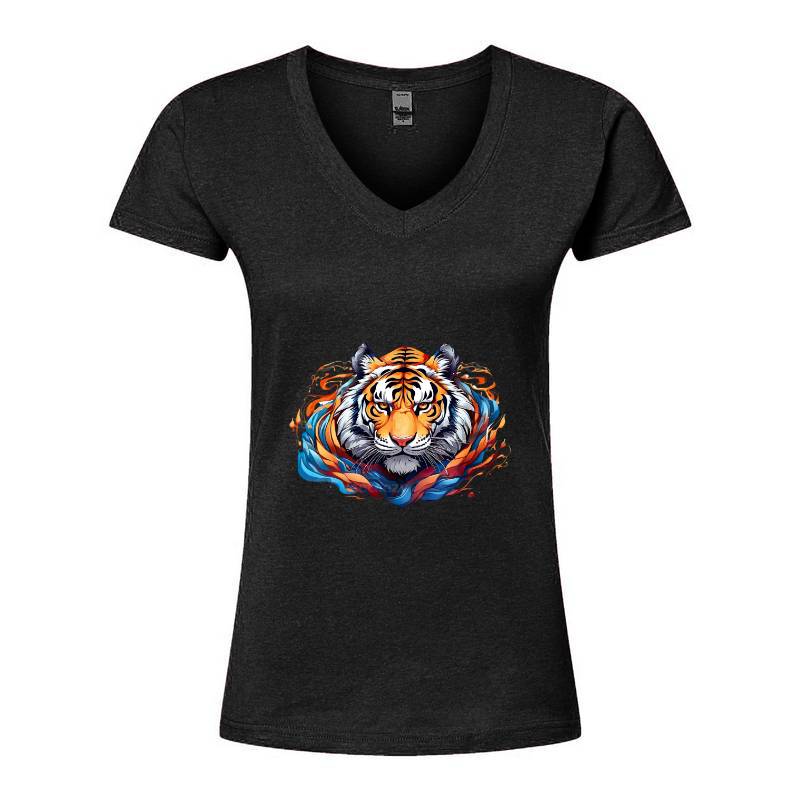 Tiger Head V-Neck T-Shirt