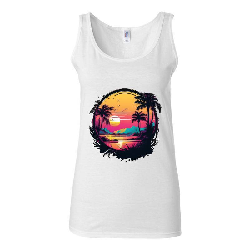 Sunset On The Tropical Island Tank Top T-Shirt