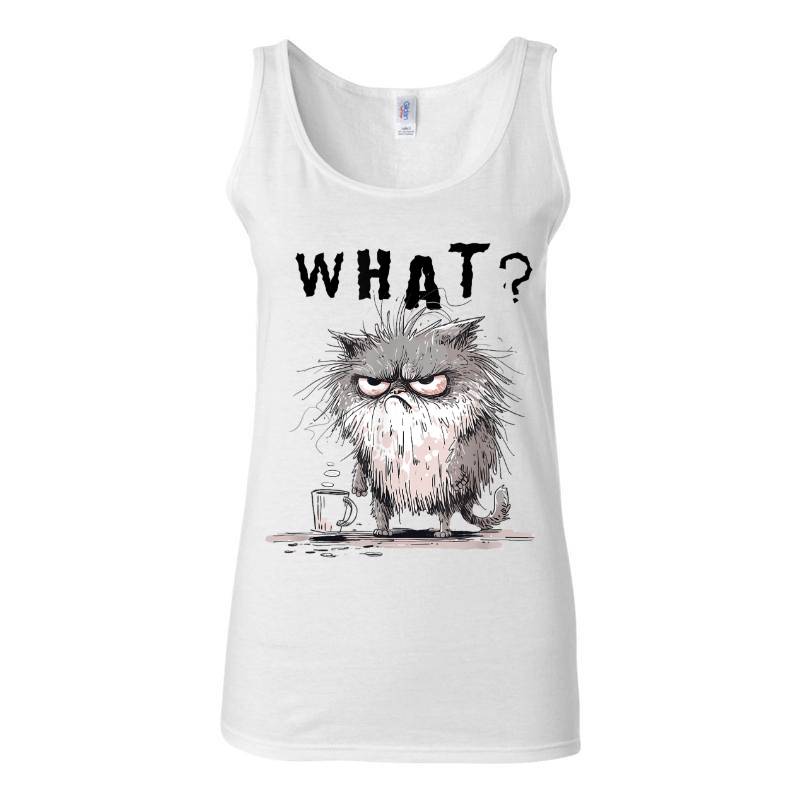 Funny Cat Coffee Sarcastic Meme Frazzled Cat Debie Tank Top T-Shirt