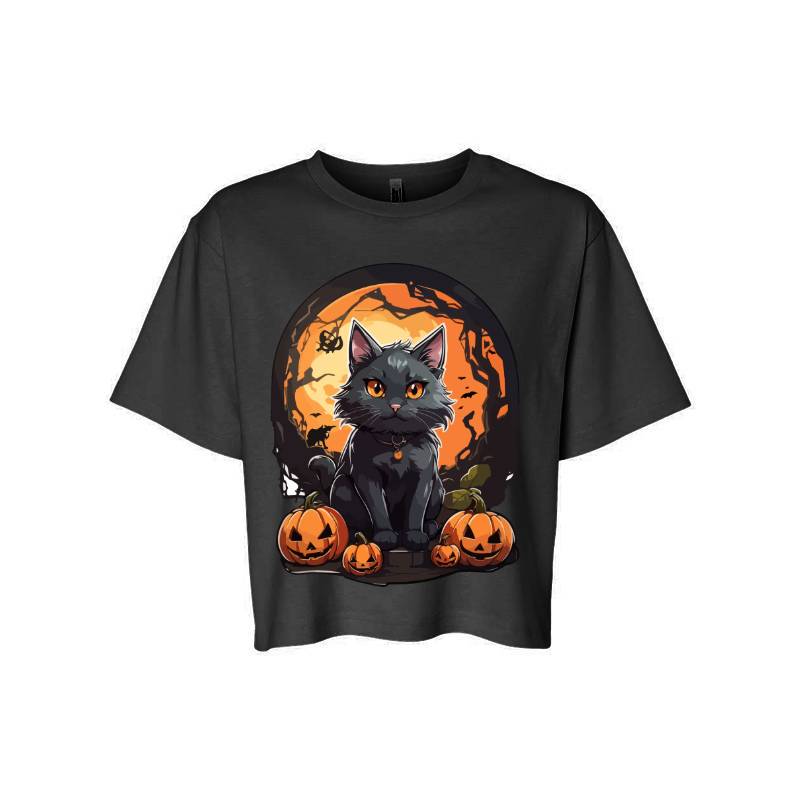 Black Cat With Halloween Ornament T-Shirt