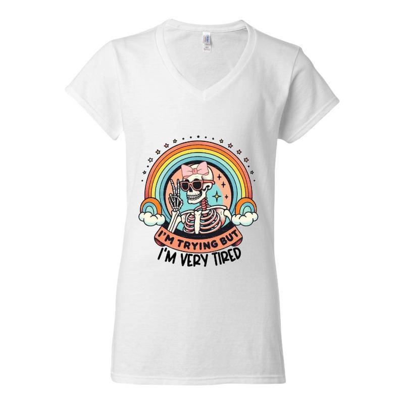 Rainbow Skull V-Neck T-Shirt