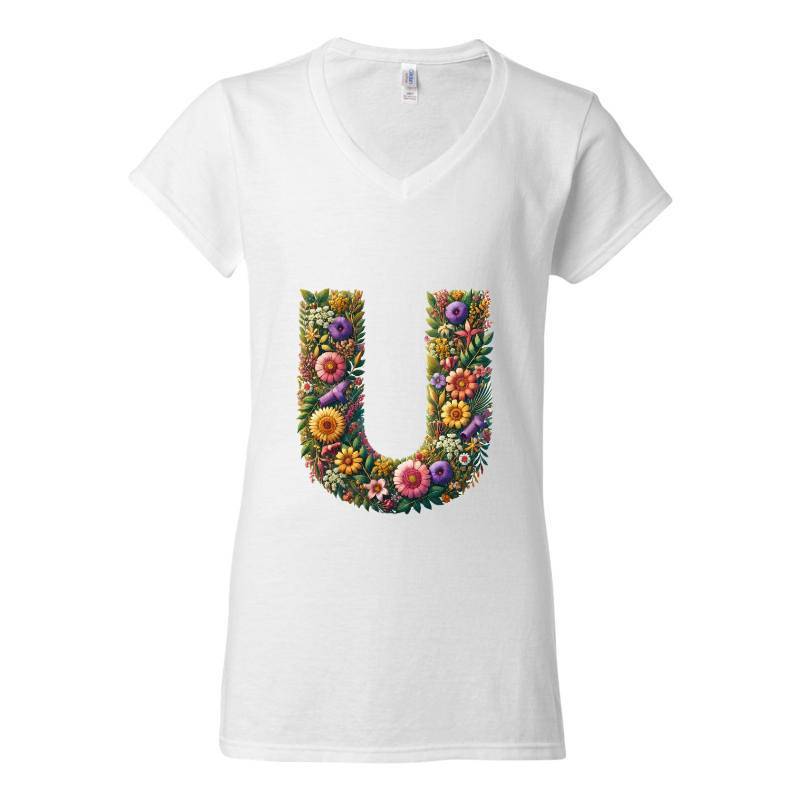 Letter U V-Neck T-Shirt