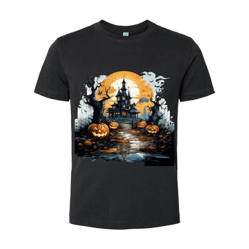 Halloween Castle Pumpkin Lantern T-Shirt 