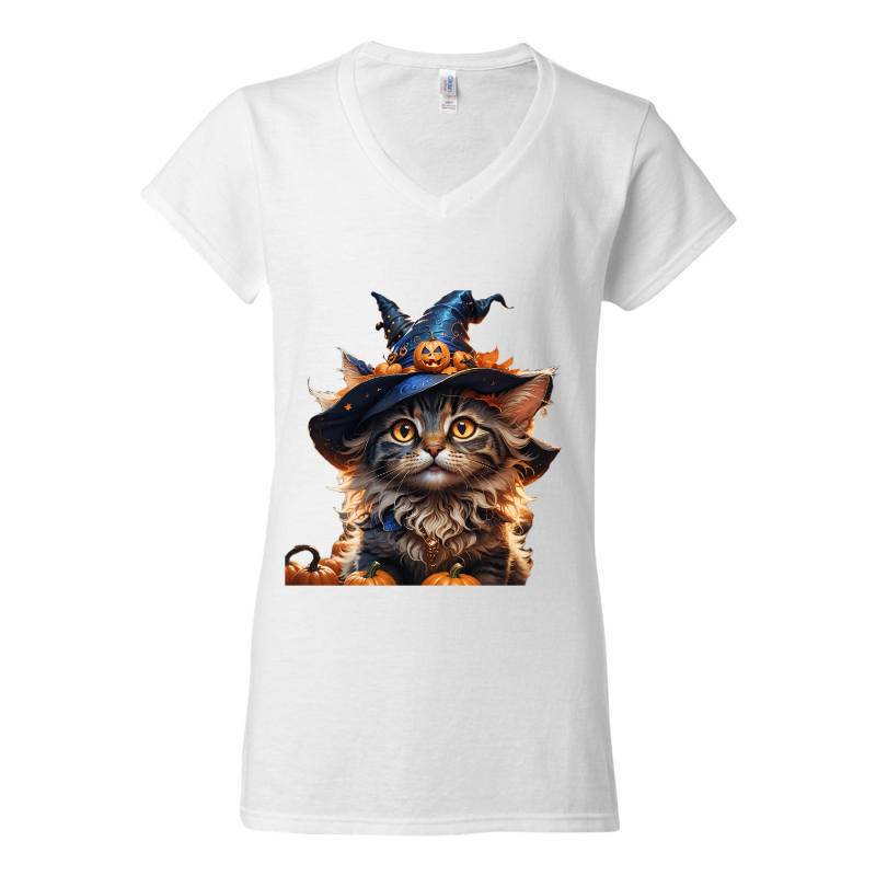 Cat Halloween V-Neck T-Shirt