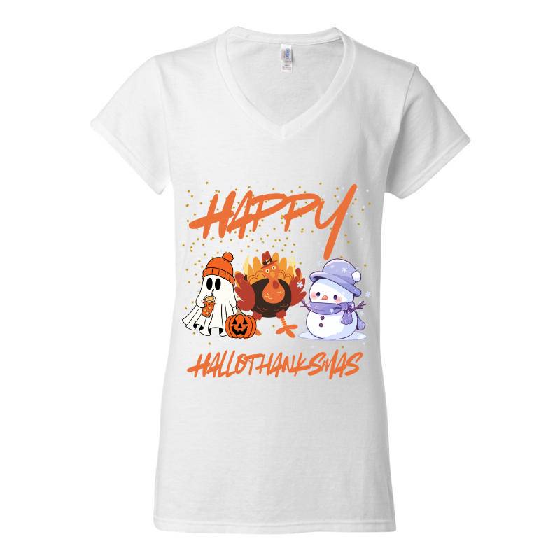 Happy Hallothanks V-Neck T-Shirt